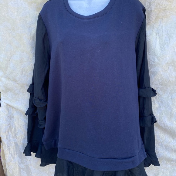 Lane Bryant plus size 18/20 two-tone blouse ruffled long sleeves sold out! - Picture 7 of 8